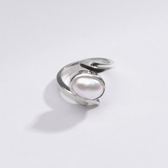 Natural Pearl (Moti) Ring in 925 Silver - #1103 U - Myra