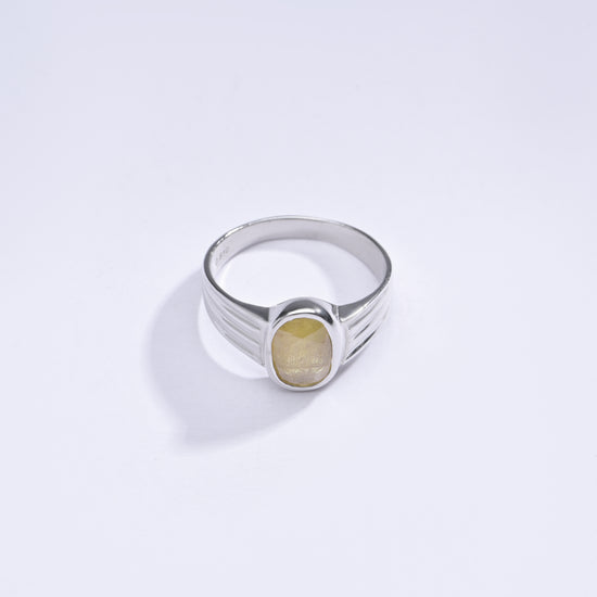 Authentic Yellow Sapphire (Pukhraj) Gemstone Ring in 925 Silver – #1228B - Myra