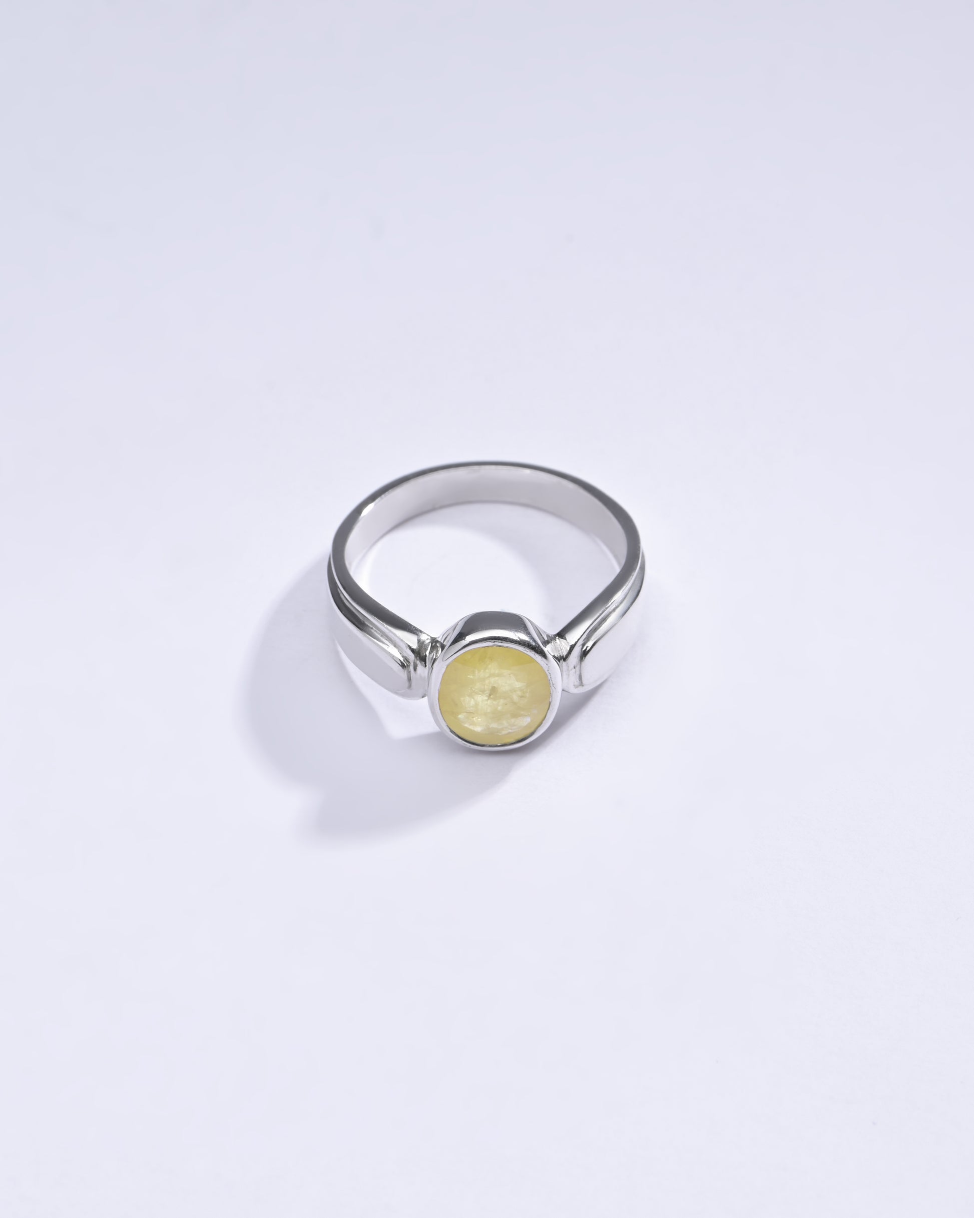 Classic Yellow Sapphire (Pukhraj) Ring in 925 Sterling Silver – #1101B - Myra