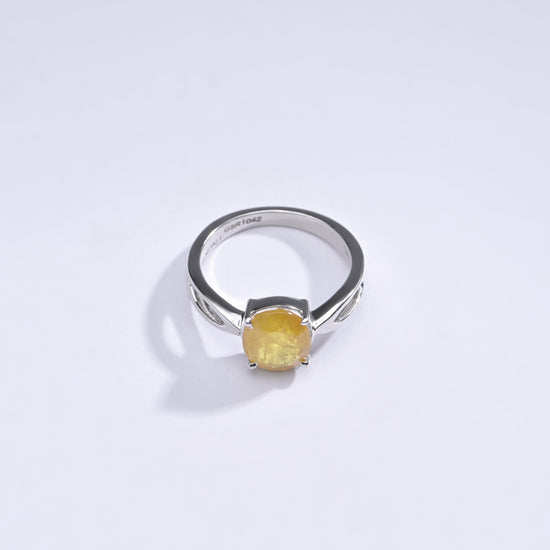 Elegant Yellow Sapphire (Pukhraj) Ring in 925 Sterling Silver – #1102N4 - Myra