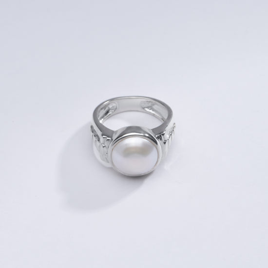 Classic Pearl (Moti) Ring in 925 Silver - #1236 R - Myra