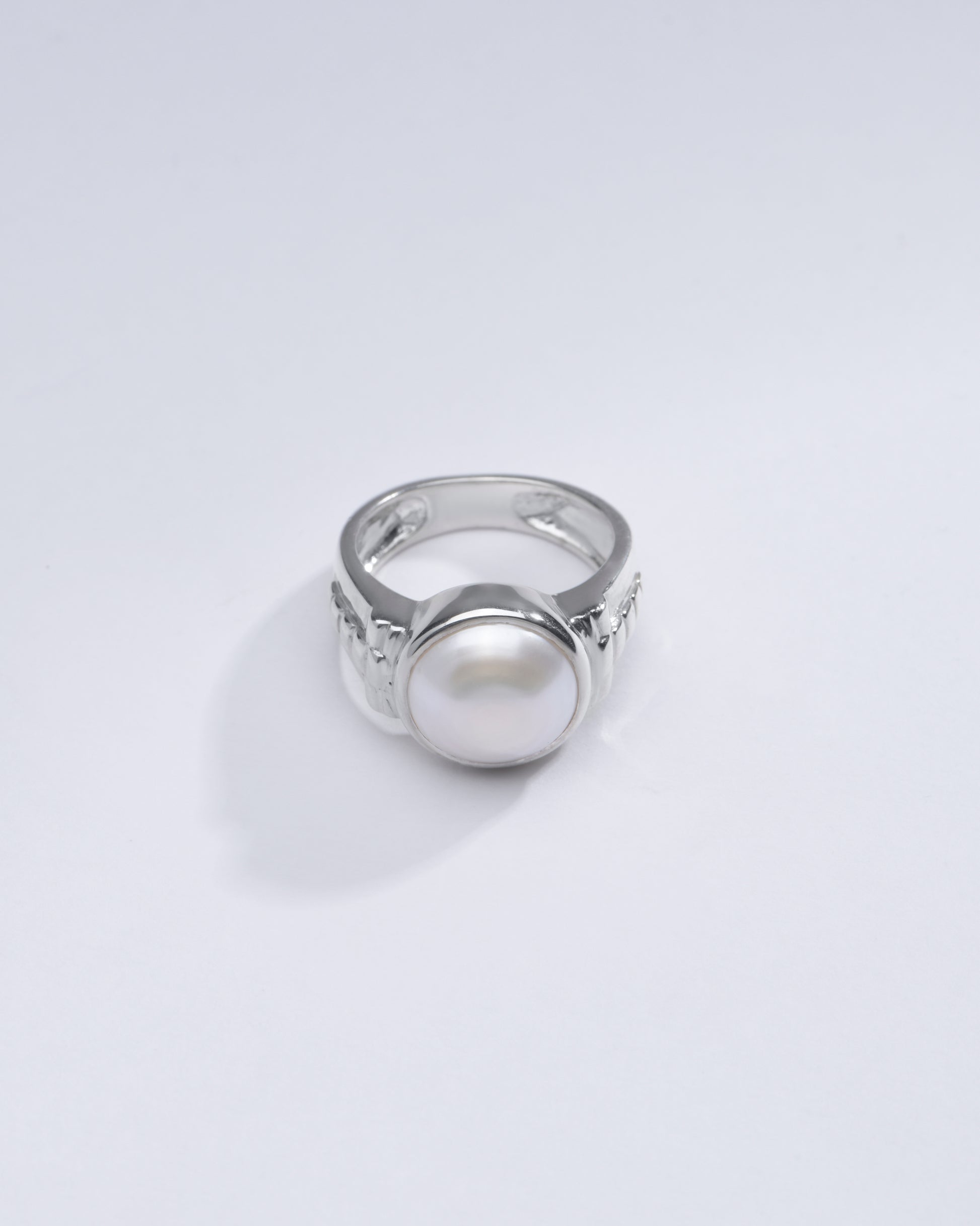 Classic Pearl (Moti) Ring in 925 Silver - #1236 R - Myra