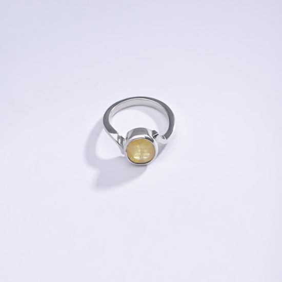 Classic Yellow Sapphire (Pukhraj) Ring in Sterling Silver – #1152B - Myra
