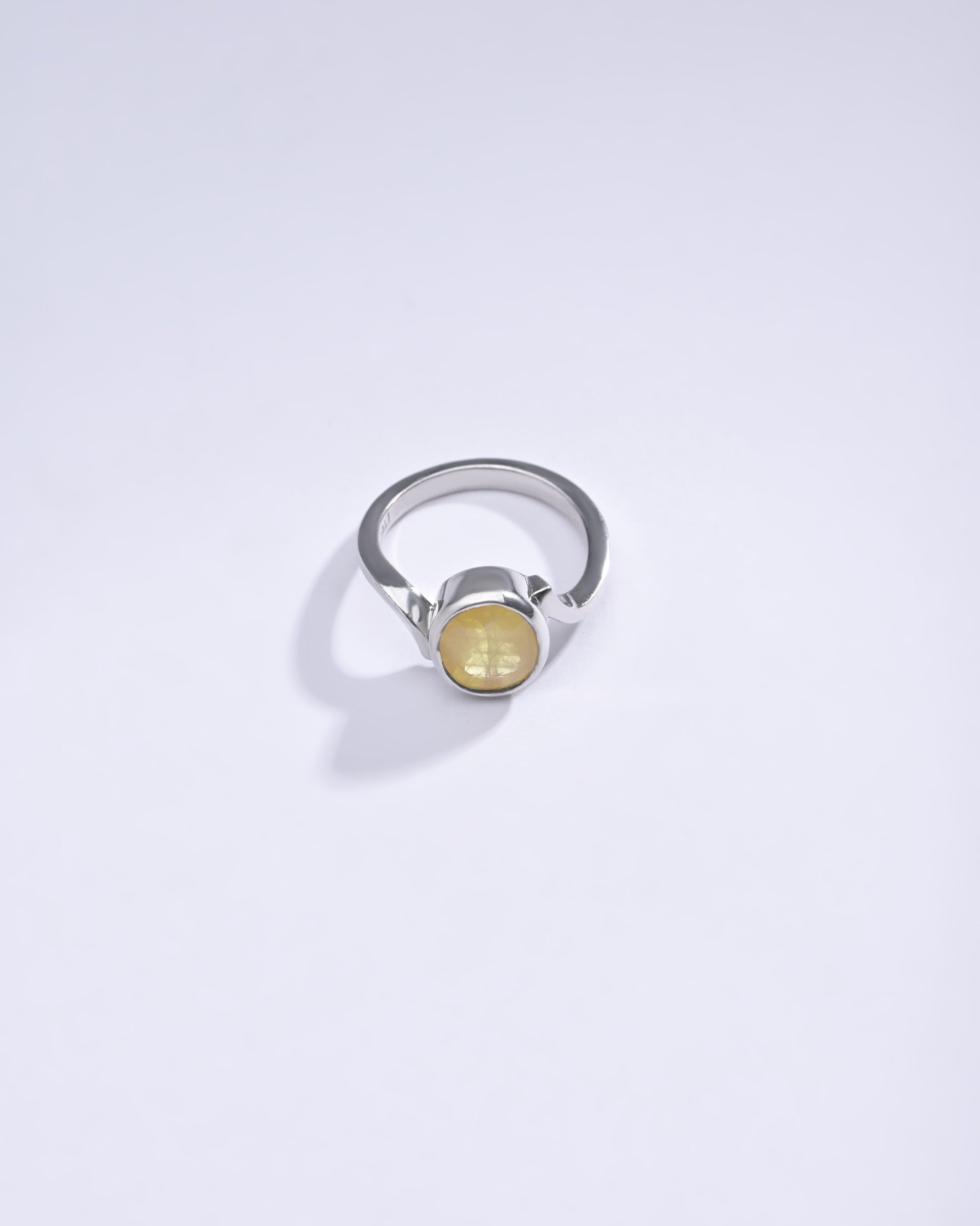 Classic Yellow Sapphire (Pukhraj) Ring in Sterling Silver – #1152B - Myra