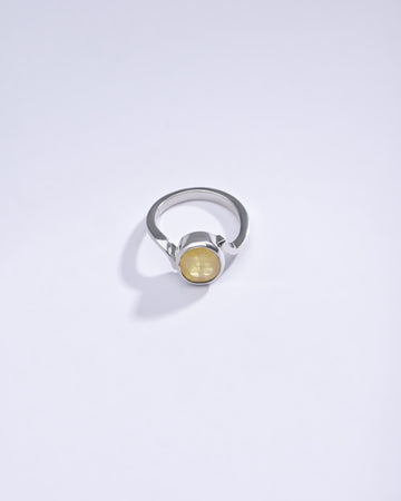 Classic Yellow Sapphire (Pukhraj) Ring in Sterling Silver – #1152B - Myra