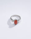 Genuine Red Coral (Moonga) Stone Ring in 925 Silver - #1101 Ov - Myra