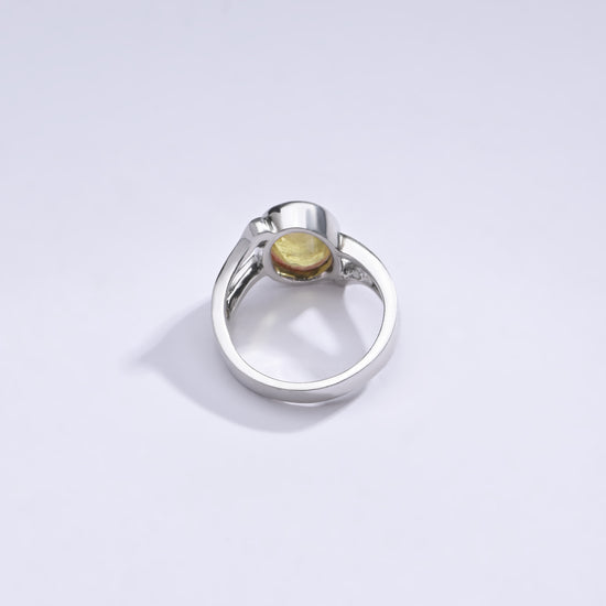 Radiant Yellow Sapphire (Pukhraj) Ring in Sterling Silver - #1182B - Myra