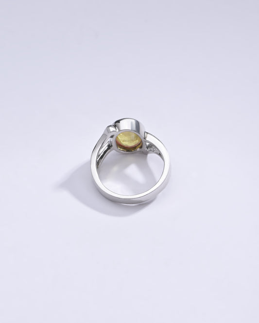 Radiant Yellow Sapphire (Pukhraj) Ring in Sterling Silver - #1182B - Myra