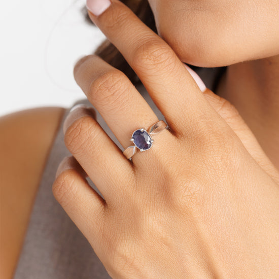 Daily Wear Blue Sapphire (Neelam) Ring – 925 Silver - 1136N4 - Myra