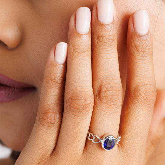 Bold Blue Sapphire (Neelam) Ring – 925 Silver - 1149B - Myra
