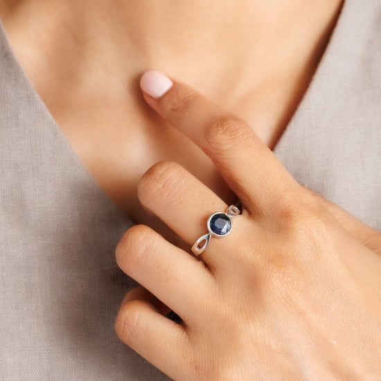 925 Silver Blue Sapphire (Neelam) Ring - 1102B - Myra
