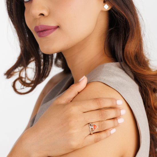 Classic Coral (Moonga) Ring – 925 Silver - #1110B Tr - Myra