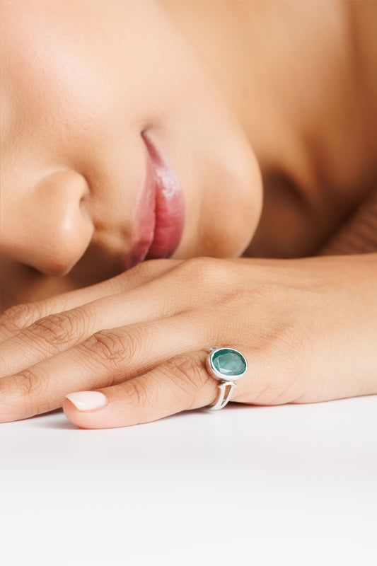 Signature Emerald (Panna) Ring – 925 Silver - #1148B - Myra