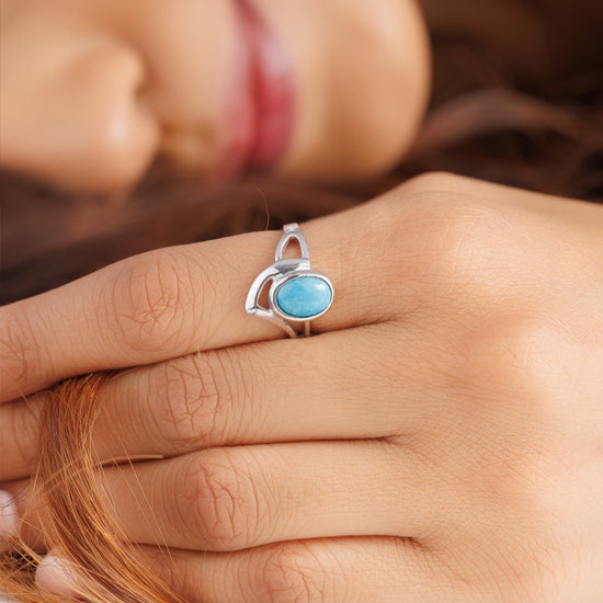 Natural Turquoise (Firoza) Ring – 925 Silver - #1192 - Myra
