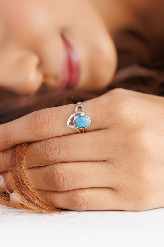 Natural Turquoise (Firoza) Ring – 925 Silver - #1192 - Myra