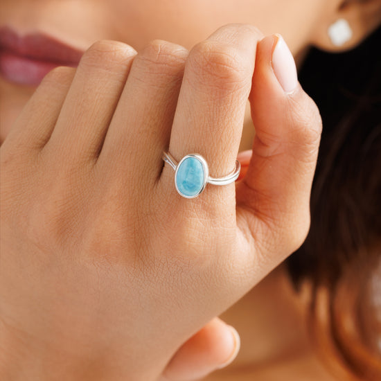 Royal Turquoise (Firoza) Ring – 925 Silver - #1201 - Myra