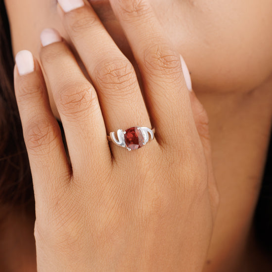 Garnet (Gomed) Ring – 925 Silver Minimalist - #1196N4 - Myra