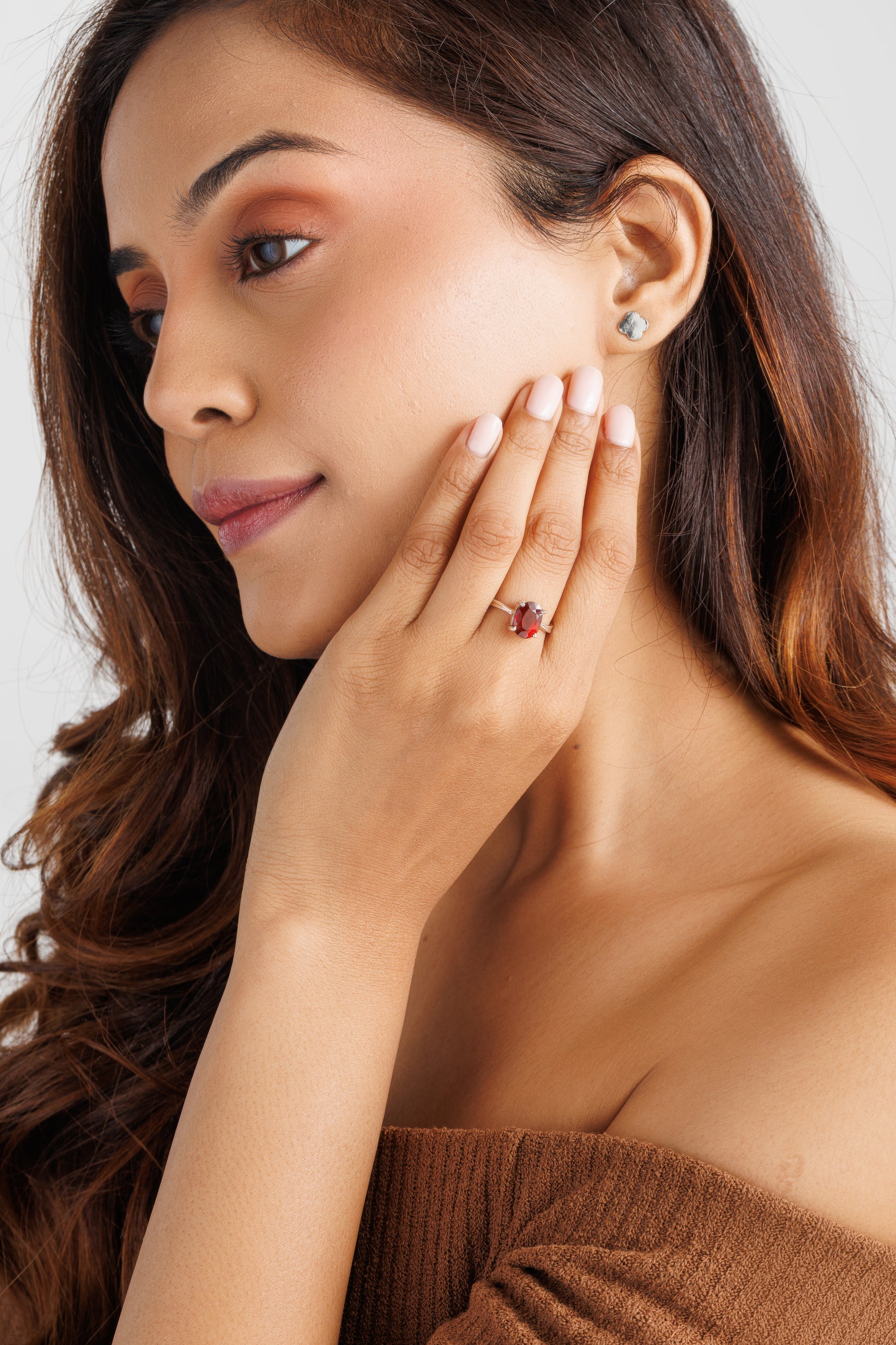 Daily-Wear Garnet (Gomed) Ring – 925 Silver - #1218N4 - Myra