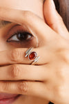Natural Garnet (Gomed) Ring – 925 Silver - #1103B