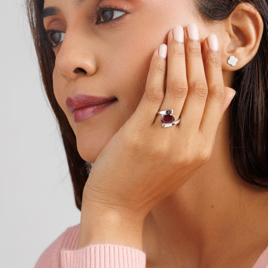 Stylish Ruby (Manik) Ring – 925 Silver - #1138N4 - Myra