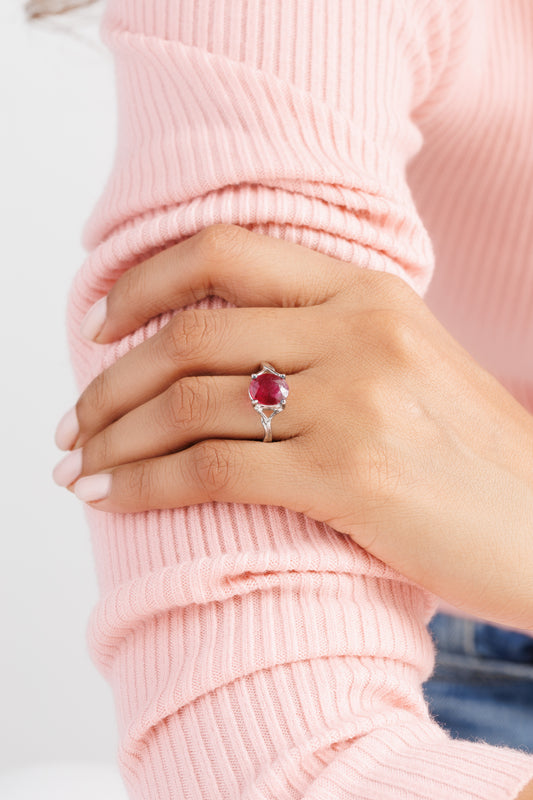 Daily Wear Ruby (Manik) Ring – 925 Silver - #1175N4