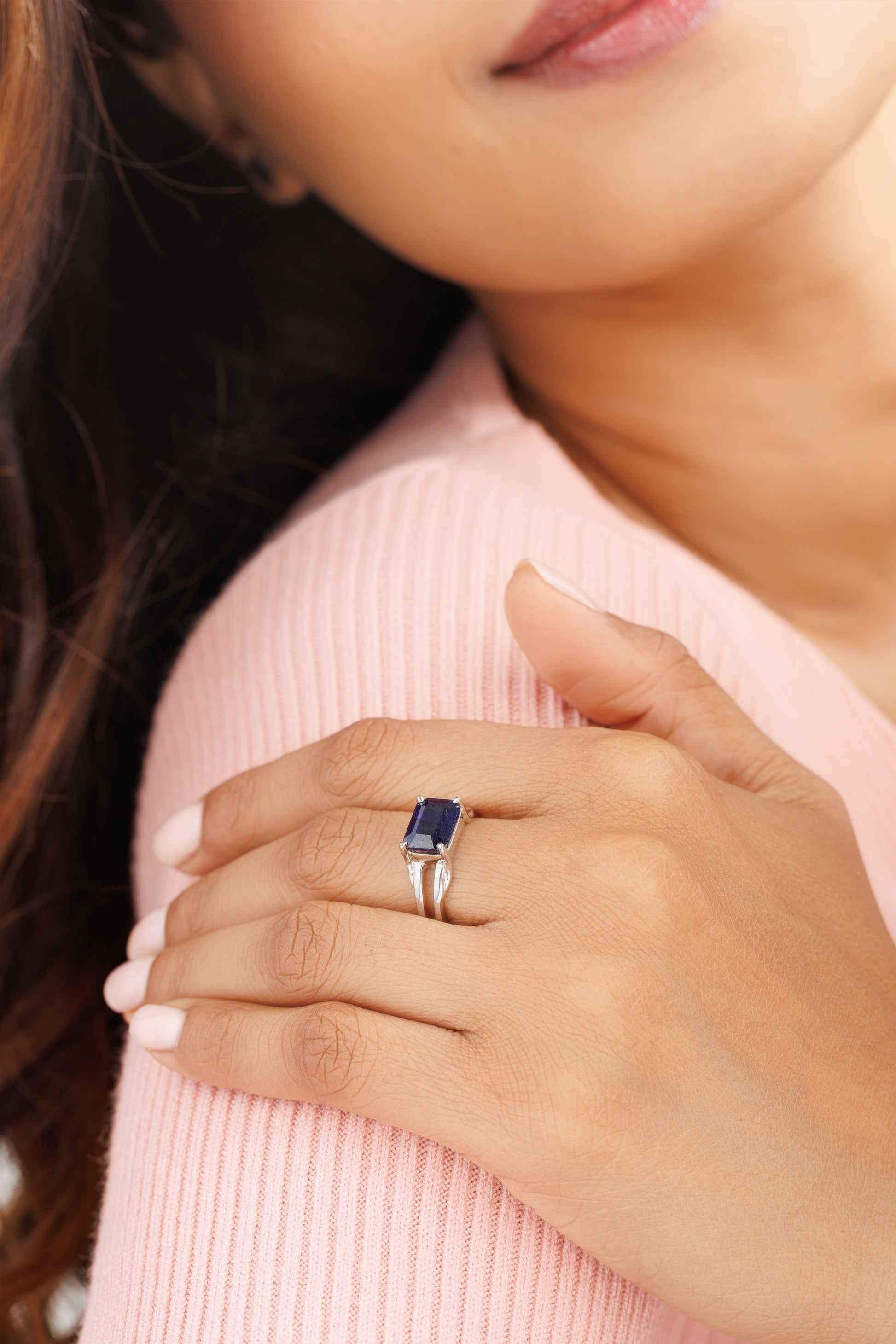Bold Blue Sapphire (Neelam) Ring – 925 Silver - 1106N4 Re - Myra