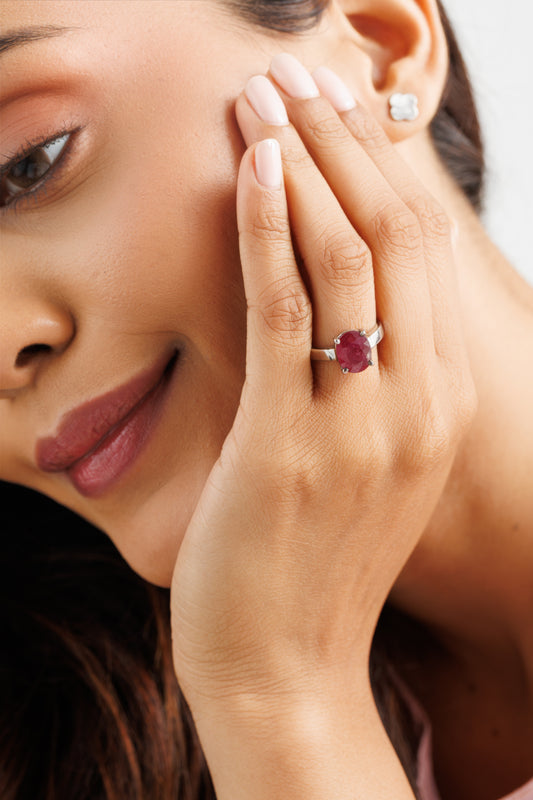 Premium Ruby (Manik) Ring – 925 Silver - #1200N4