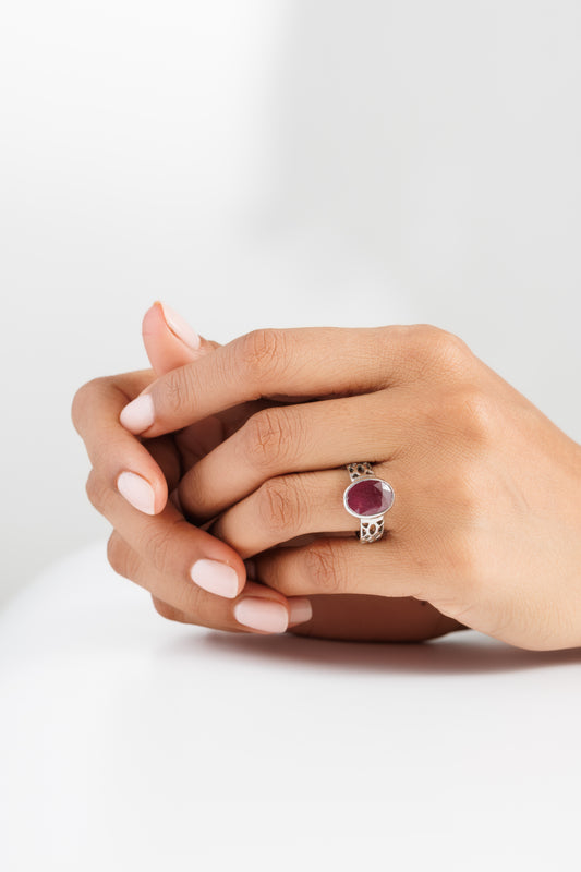 925 Silver Ruby (Manik) Ring - #1162B