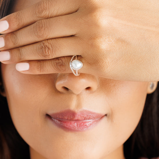 Pearl (Moti) Ring – Pure 925 Silver - #1159 U - Myra