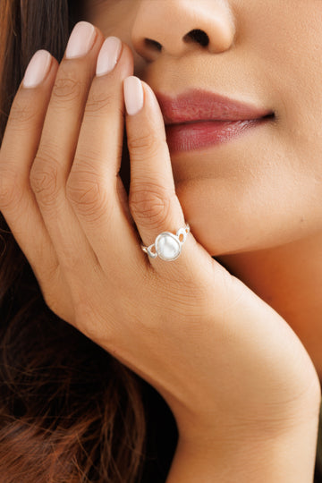 Luxe Pearl (Moti) Ring – 925 Silver - #1178 U - Myra