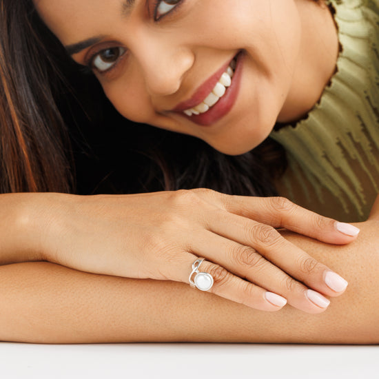 Pearl (Moti) Ring – 925 Silver Minimalist - #1110 R - Myra