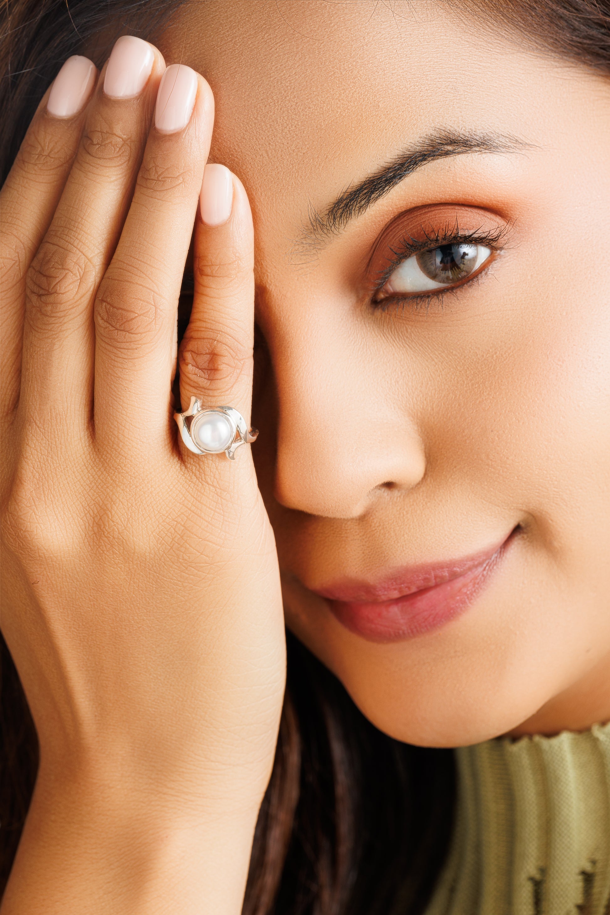 Balanced Pearl (Moti) Ring – 925 Silver - #1177 R - Myra