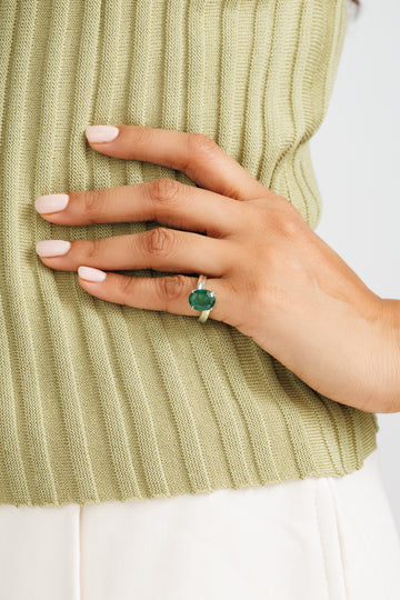 Shimmer Emerald (Panna) Ring – 925 Silver - #1153N4 - Myra