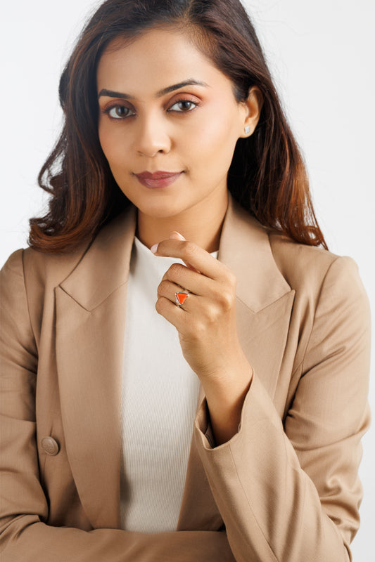 Royal Coral (Moonga) Ring – 925 Silver - #1234N3 Tr - Myra