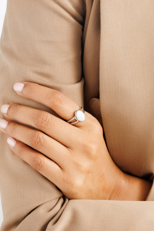 Natural Opal (Doodhiya) Ring – 925 Silver - #1150B F - Myra