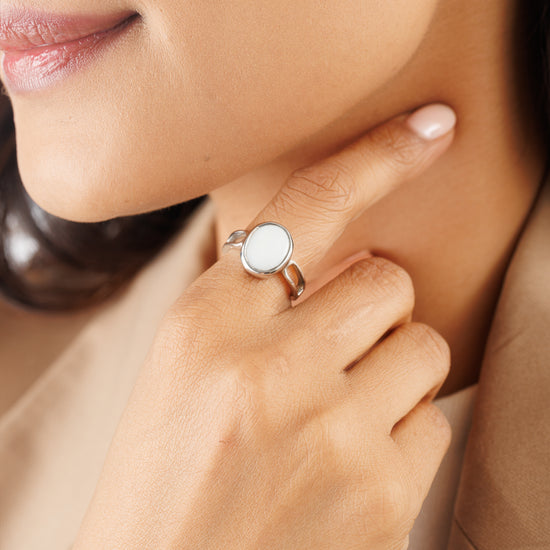 Opal (Doodhiya) Ring – 925 Silver Minimalist - #1112B F - Myra