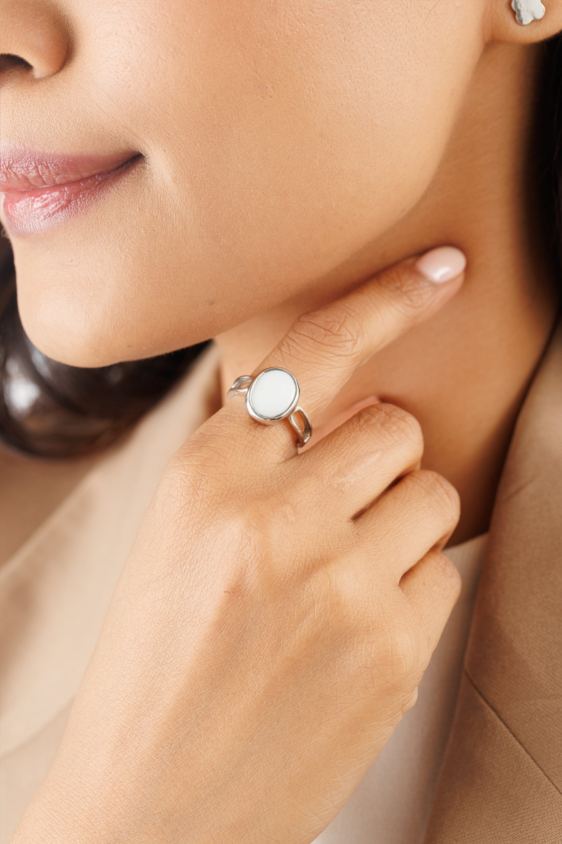 Opal (Doodhiya) Ring – 925 Silver Minimalist - #1112B F - Myra