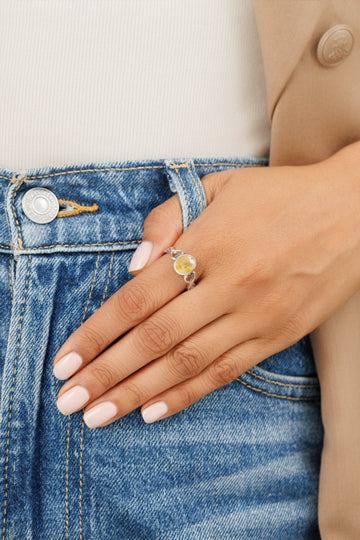 Royal Yellow Sapphire (Pukhraj) Ring – 925 Silver - #1220B - Myra