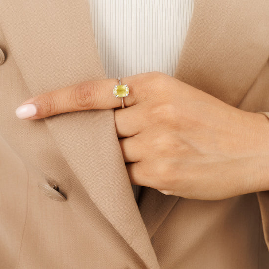Luxe Yellow Sapphire (Pukhraj) Ring – 925 Silver - #1218N4 - Myra