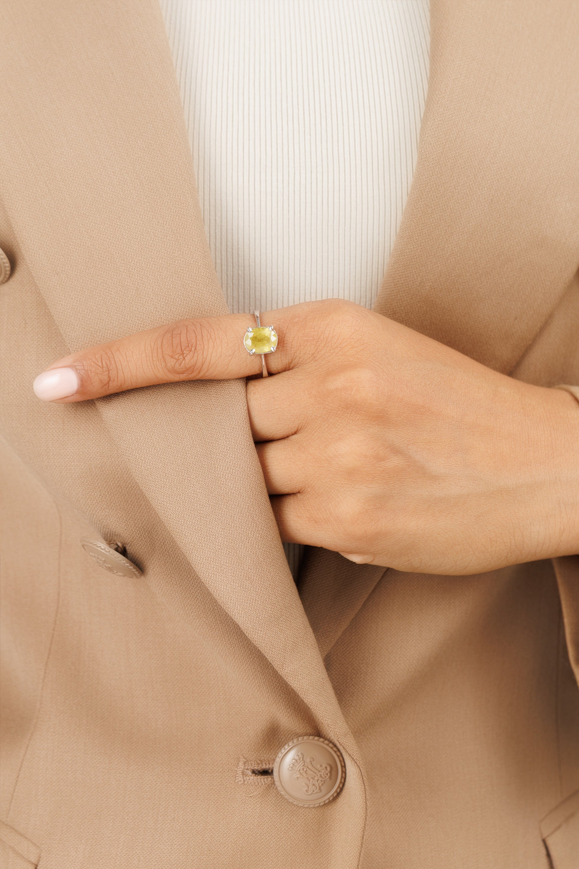 Luxe Yellow Sapphire (Pukhraj) Ring – 925 Silver - #1218N4 - Myra