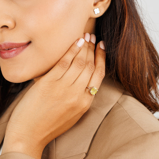 Luxe Yellow Sapphire (Pukhraj) Ring – 925 Silver - #1218N4 - Myra