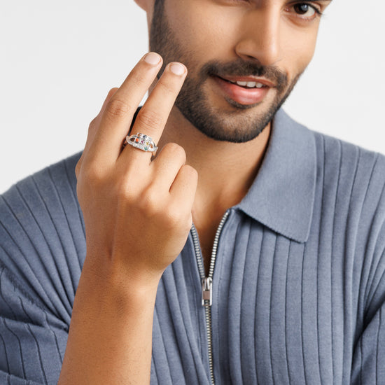 Navratna (Navgrah) Ring – 925 Silver Crafted - 1104 - Myra