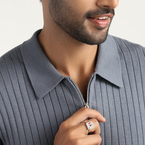 Essential Navratna (Navgrah) Ring – 925 Silver - 1228 - Myra