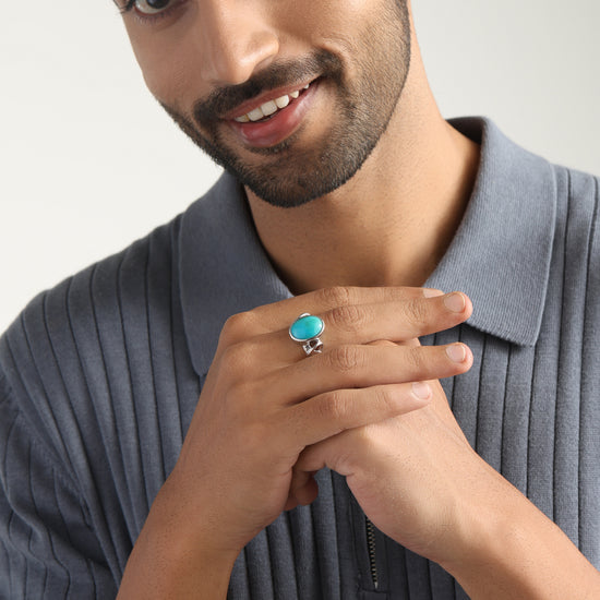 Luxe Turquoise (Firoza) Ring – 925 Silver - #1210 - Myra