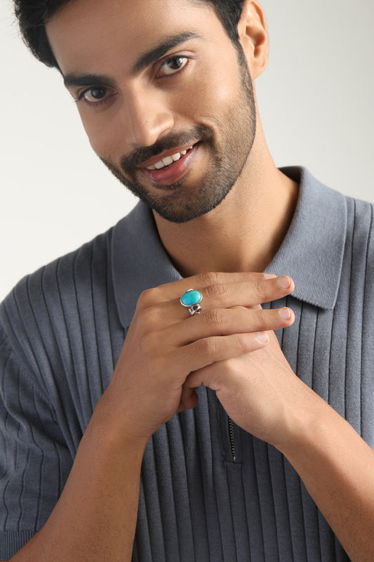 Luxe Turquoise (Firoza) Ring – 925 Silver - #1210 - Myra