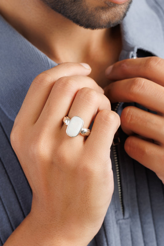 Opal (Doodhiya) Ring – 925 Silver Craftsmanship - #1101B F - Myra