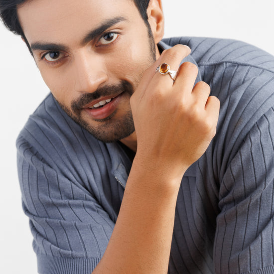 Golden Topaz (Sunahara Pukhraj) Ring – 925 Silver Minimalist - #1158B - Myra