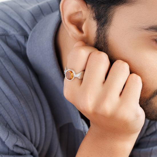 Golden Topaz (Sunahara Pukhraj) Ring – 925 Silver Minimalist - #1158B - Myra