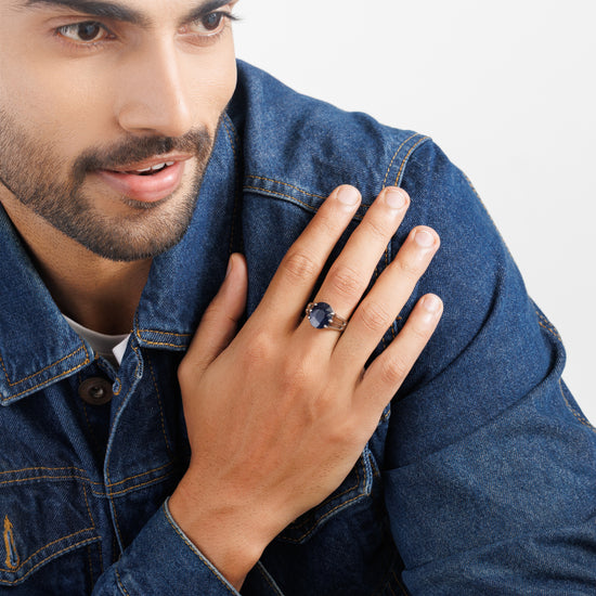 Everyday Classic Blue Sapphire (Neelam) Ring – 925 Silver - #1237N6 - Myra