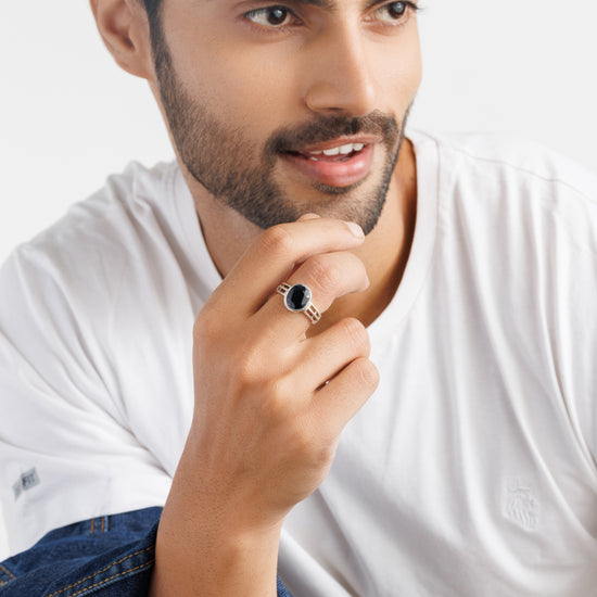 Blue Sapphire (Neelam) Gemstone Ring – 925 Silver - 1142B - Myra